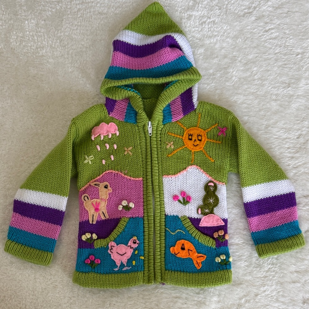 Hand-Embroidered Toddler Zip-Up Sweater 🦙